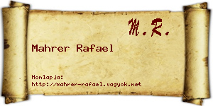 Mahrer Rafael névjegykártya